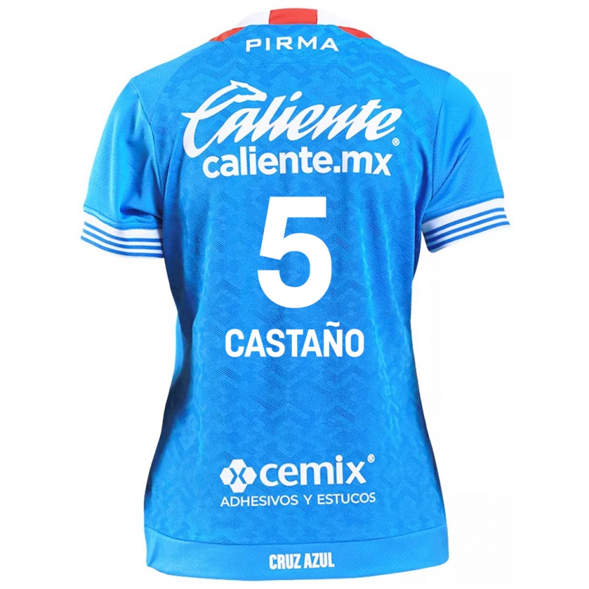 Kinder Kevin Castaño #5 Himmelblau Heimtrikot Trikot 2024/25 T-Shirt