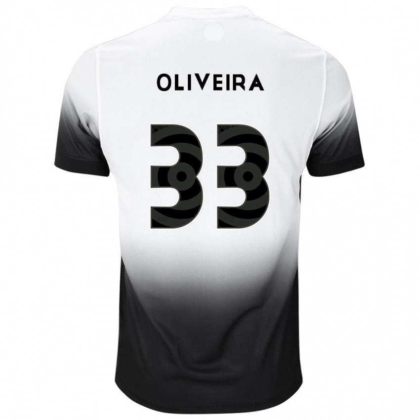 Kinder Ruan Oliveira #33 Weiß Schwarz Heimtrikot Trikot 2024/25 T-Shirt