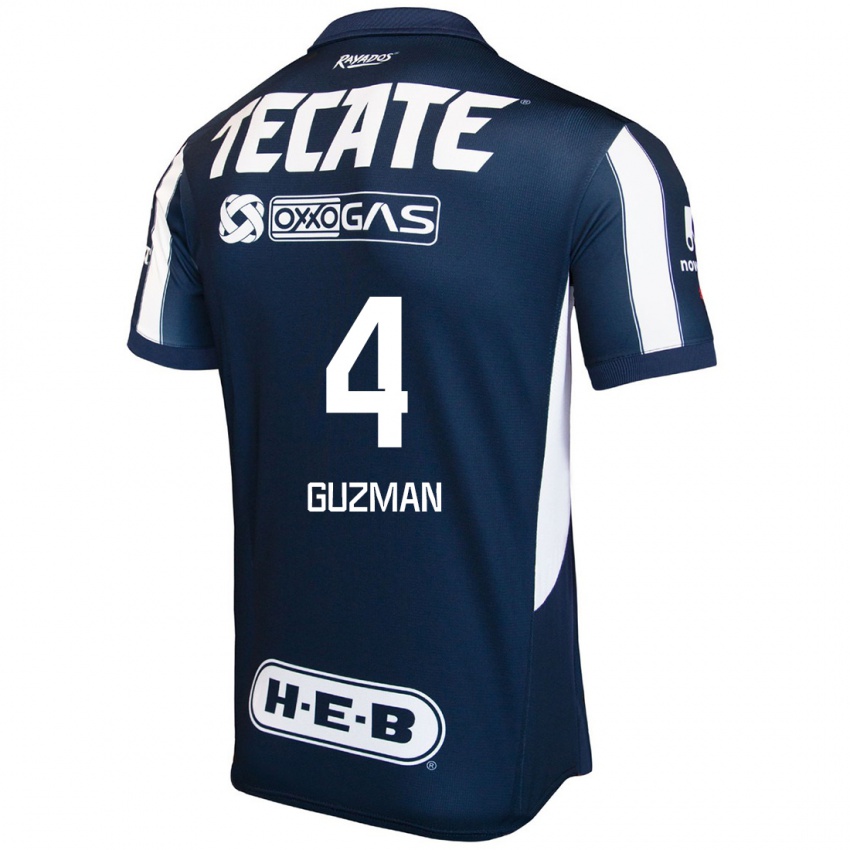 Kinder Víctor Guzmán #4 Blau Rot Weiß Heimtrikot Trikot 2024/25 T-Shirt