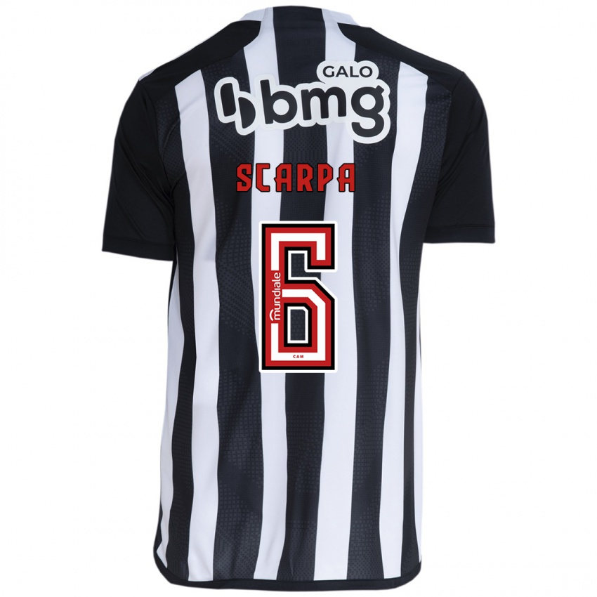 Kinder Gustavo Scarpa #6 Weiß Schwarz Heimtrikot Trikot 2024/25 T-Shirt