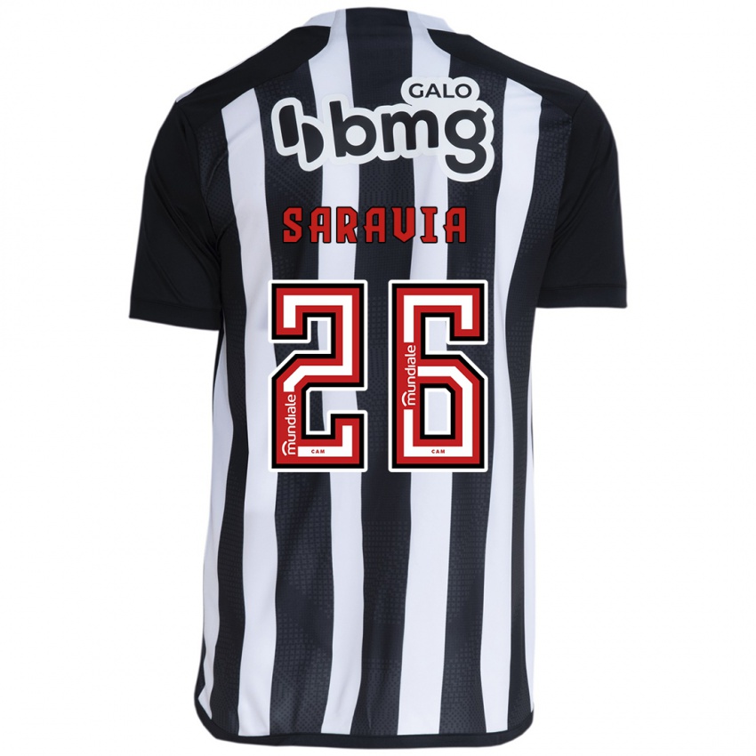 Kinder Renzo Saravia #26 Weiß Schwarz Heimtrikot Trikot 2024/25 T-Shirt