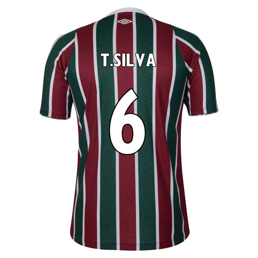 Kinder Thiago Silva #6 Grün Kastanienbraun Weiß Heimtrikot Trikot 2024/25 T-Shirt