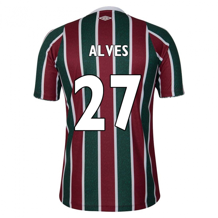 Kinder Felipe Alves #27 Grün Kastanienbraun Weiß Heimtrikot Trikot 2024/25 T-Shirt