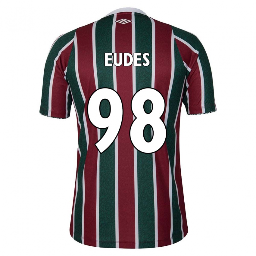 Kinder Vitor Eudes #98 Grün Kastanienbraun Weiß Heimtrikot Trikot 2024/25 T-Shirt