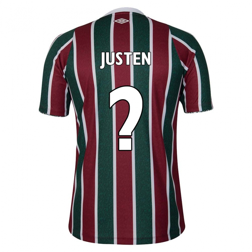 Kinder Justen #0 Grün Kastanienbraun Weiß Heimtrikot Trikot 2024/25 T-Shirt