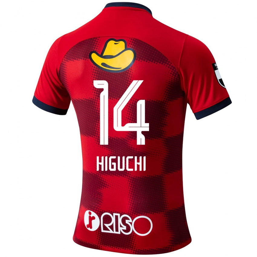 Kinder Yuta Higuchi #14 Rot Blau Weiß Heimtrikot Trikot 2024/25 T-Shirt