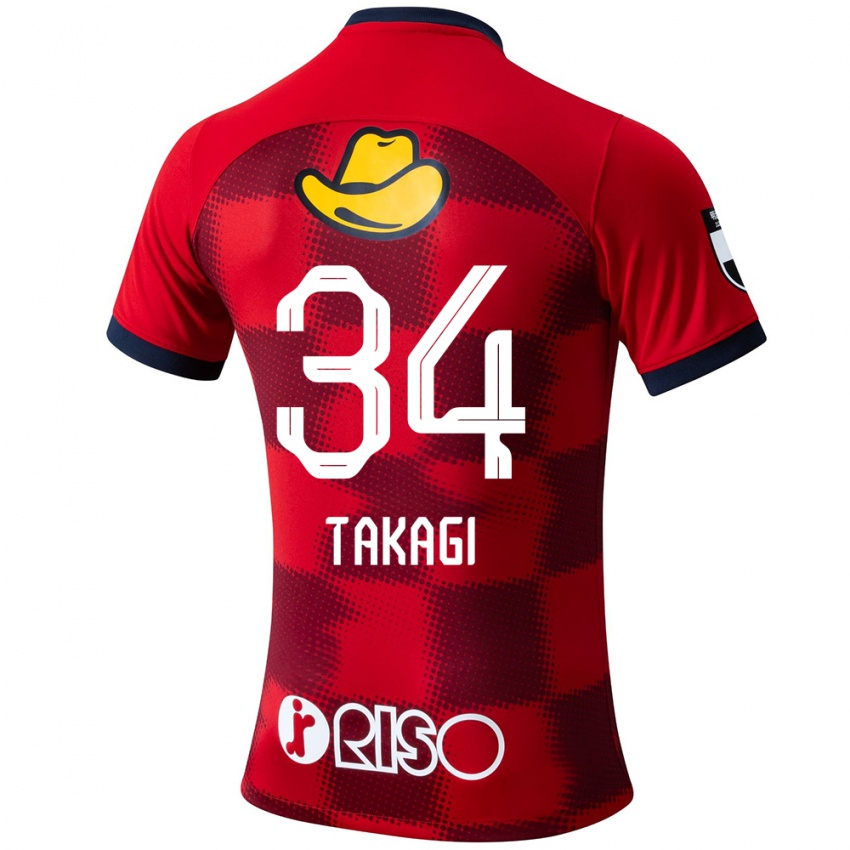 Kinder Haruto Takagi #34 Rot Blau Weiß Heimtrikot Trikot 2024/25 T-Shirt