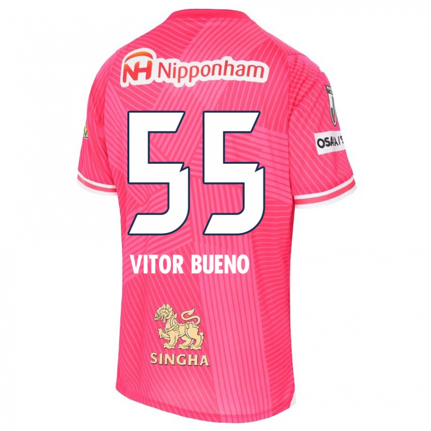 Kinder Vitor Bueno #55 Rosa Weiß Heimtrikot Trikot 2024/25 T-Shirt