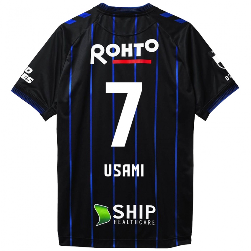 Kinder Takashi Usami #7 Schwarz Blau Heimtrikot Trikot 2024/25 T-Shirt