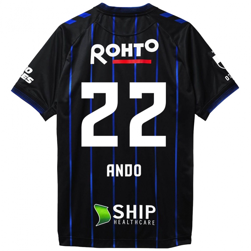 Kinder Rikuto Ando #22 Schwarz Blau Heimtrikot Trikot 2024/25 T-Shirt