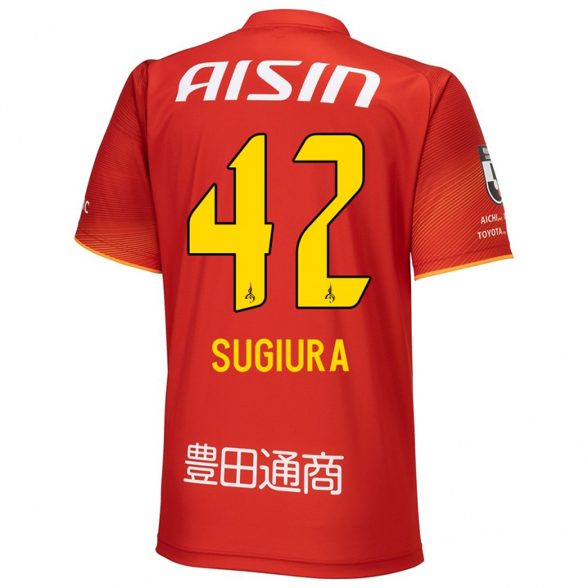 Kinder Shungo Sugiura #42 Rot Weiß Gelb Heimtrikot Trikot 2024/25 T-Shirt