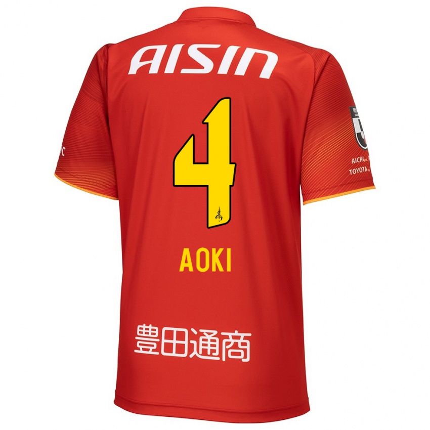 Kinder Masamune Aoki #4 Rot Weiß Gelb Heimtrikot Trikot 2024/25 T-Shirt