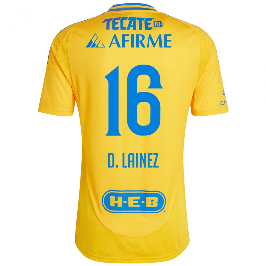 Kinder Diego Lainez #16 Goldgelb Heimtrikot Trikot 2024/25 T-Shirt