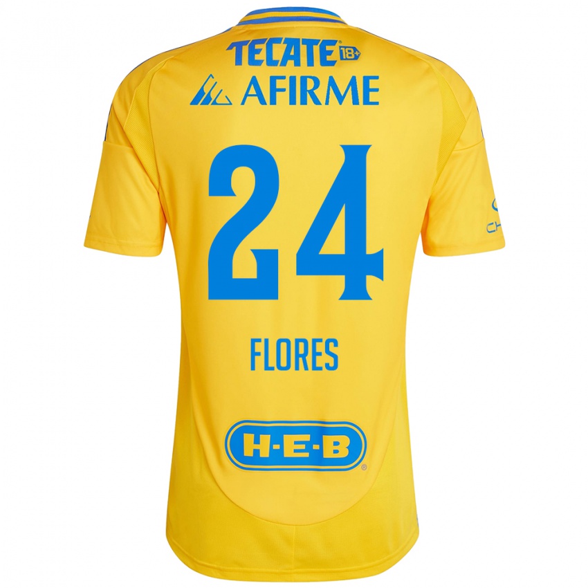 Kinder Marcelo Flores #24 Goldgelb Heimtrikot Trikot 2024/25 T-Shirt