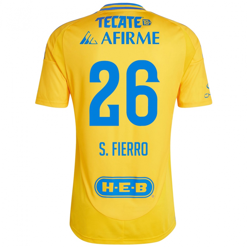 Kinder Sebastián Fierro #26 Goldgelb Heimtrikot Trikot 2024/25 T-Shirt