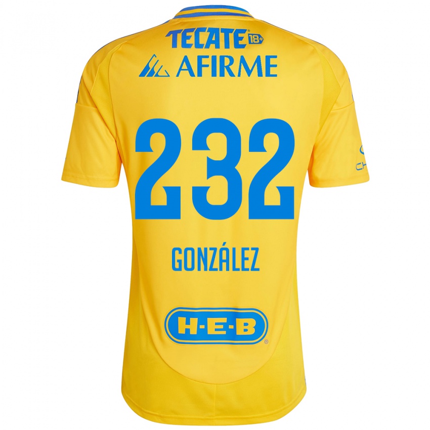 Kinder César González #232 Goldgelb Heimtrikot Trikot 2024/25 T-Shirt