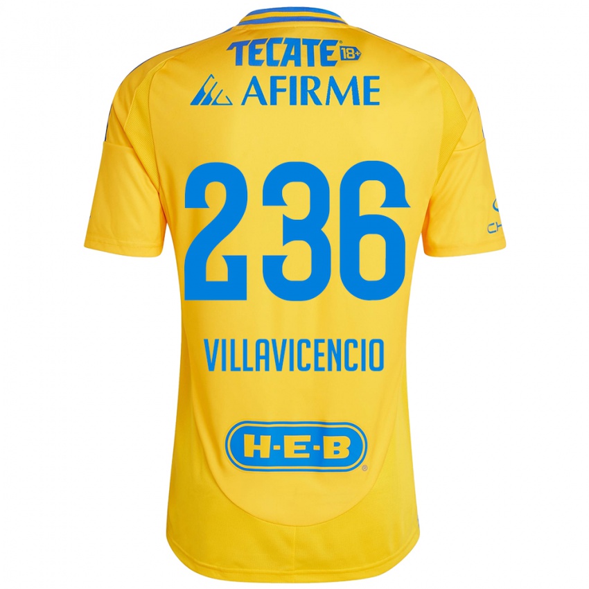 Kinder Edgar Villavicencio #236 Goldgelb Heimtrikot Trikot 2024/25 T-Shirt