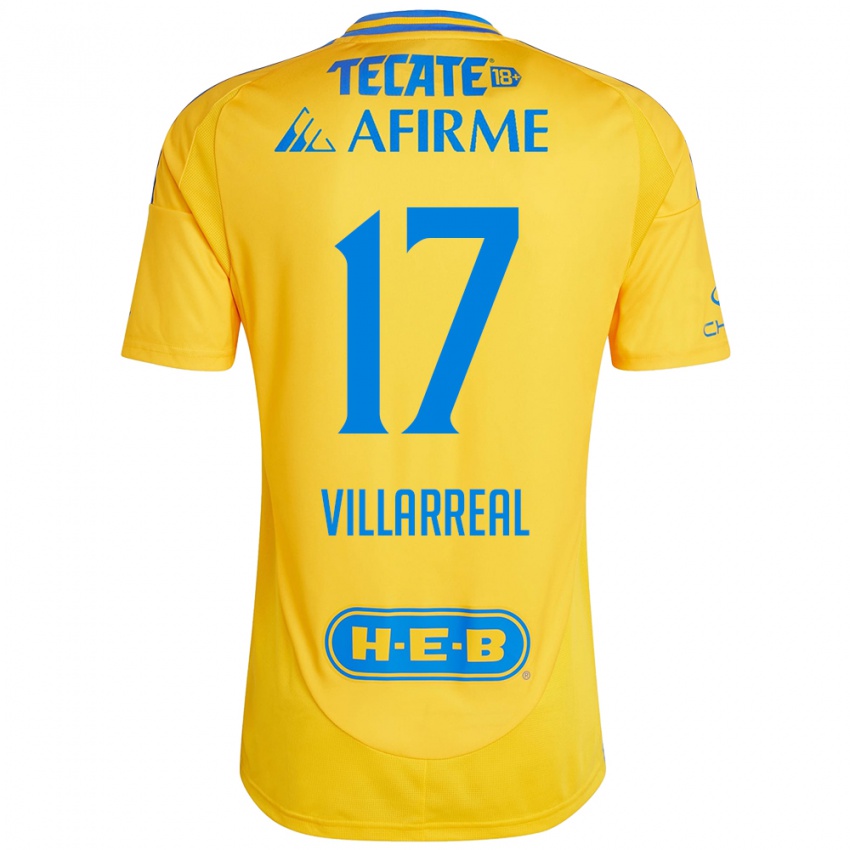 Kinder Natalia Villarreal #17 Goldgelb Heimtrikot Trikot 2024/25 T-Shirt