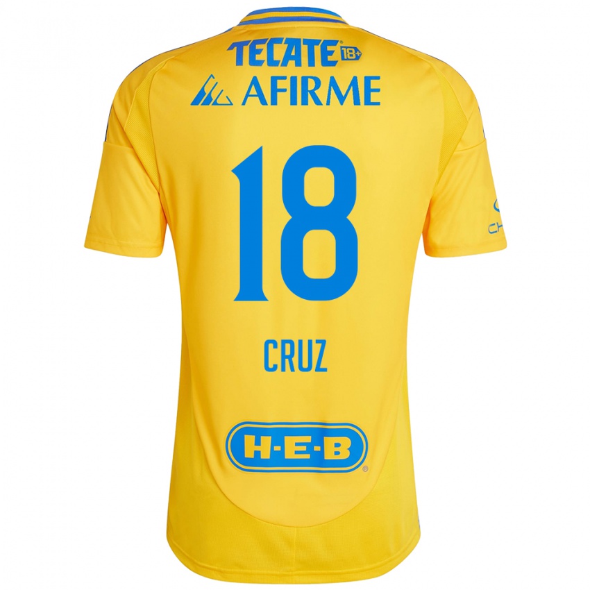 Kinder Belen Cruz #18 Goldgelb Heimtrikot Trikot 2024/25 T-Shirt