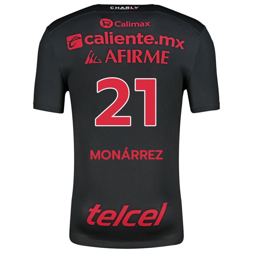 Kinder Fernando Monárrez #21 Schwarz Rot Heimtrikot Trikot 2024/25 T-Shirt