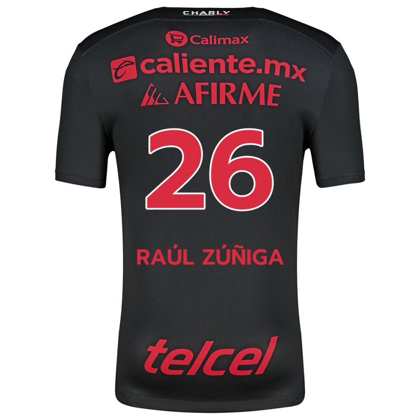 Kinder José Raúl Zúñiga #26 Schwarz Rot Heimtrikot Trikot 2024/25 T-Shirt