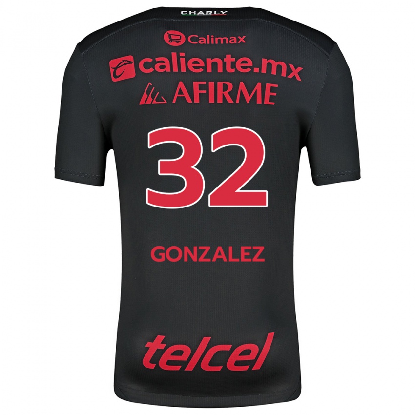 Kinder Carlos Gonzalez #32 Schwarz Rot Heimtrikot Trikot 2024/25 T-Shirt