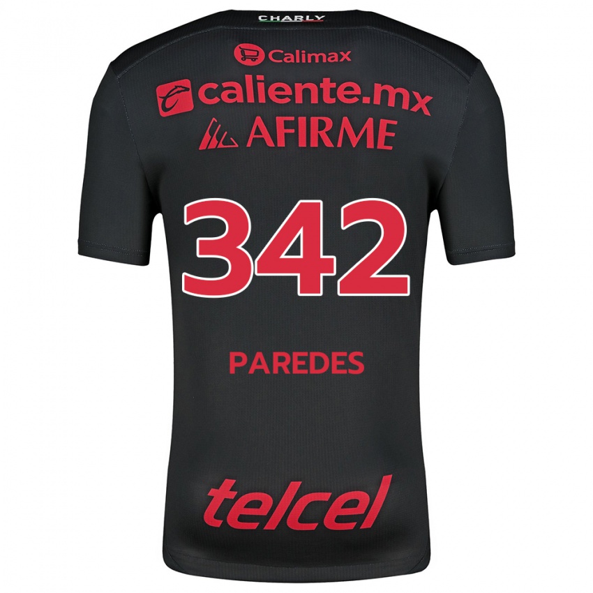 Kinder Santiago Paredes #342 Schwarz Rot Heimtrikot Trikot 2024/25 T-Shirt