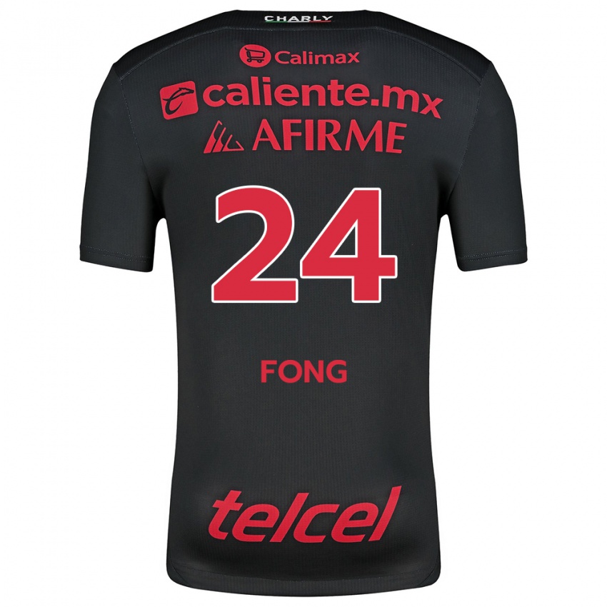 Kinder Michel Fong #24 Schwarz Rot Heimtrikot Trikot 2024/25 T-Shirt