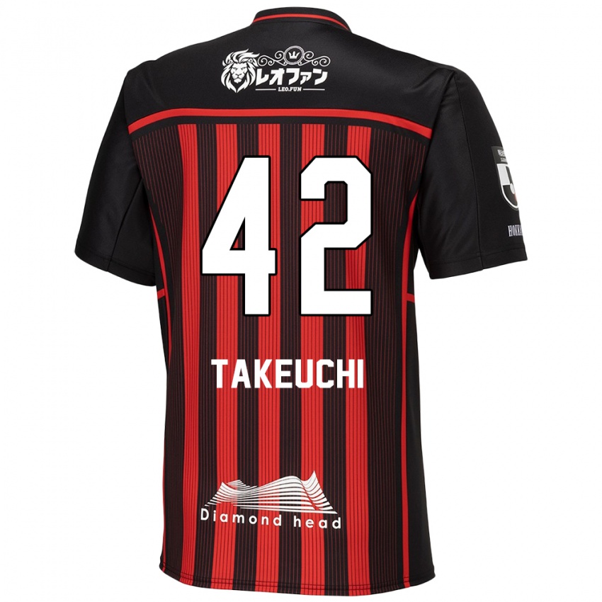 Kinder Ryuma Takeuchi #42 Rot Schwarz Heimtrikot Trikot 2024/25 T-Shirt