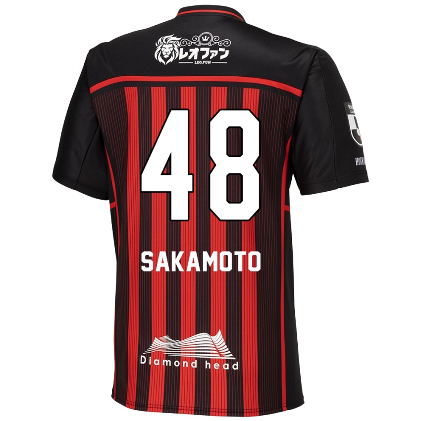 Kinder Kanta Sakamoto #48 Rot Schwarz Heimtrikot Trikot 2024/25 T-Shirt