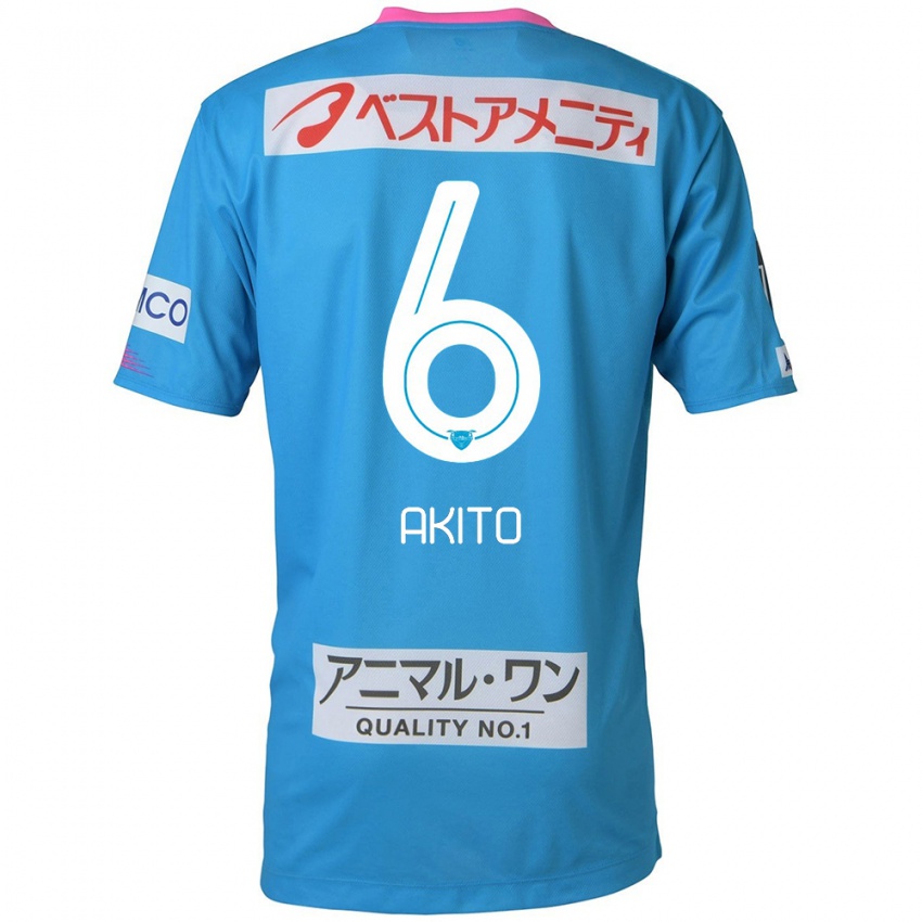 Kinder Akito Fukuta #6 Blau Rosa Heimtrikot Trikot 2024/25 T-Shirt