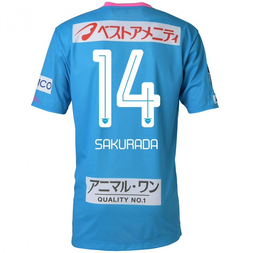 Kinder Ryu Sakurada #14 Blau Rosa Heimtrikot Trikot 2024/25 T-Shirt