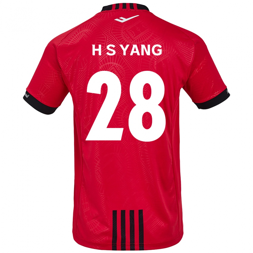 Kinder Seung-Hyeon Yang #28 Rot Schwarz Heimtrikot Trikot 2024/25 T-Shirt