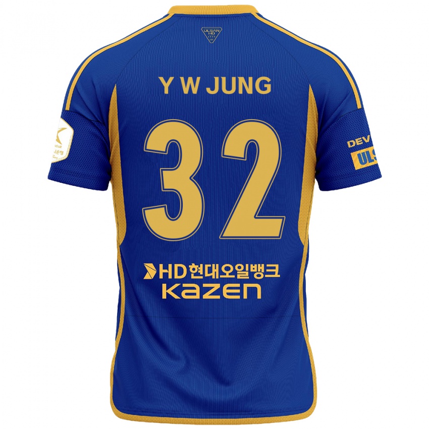 Kinder Woo-Young Jung #32 Blau Gelb Heimtrikot Trikot 2024/25 T-Shirt