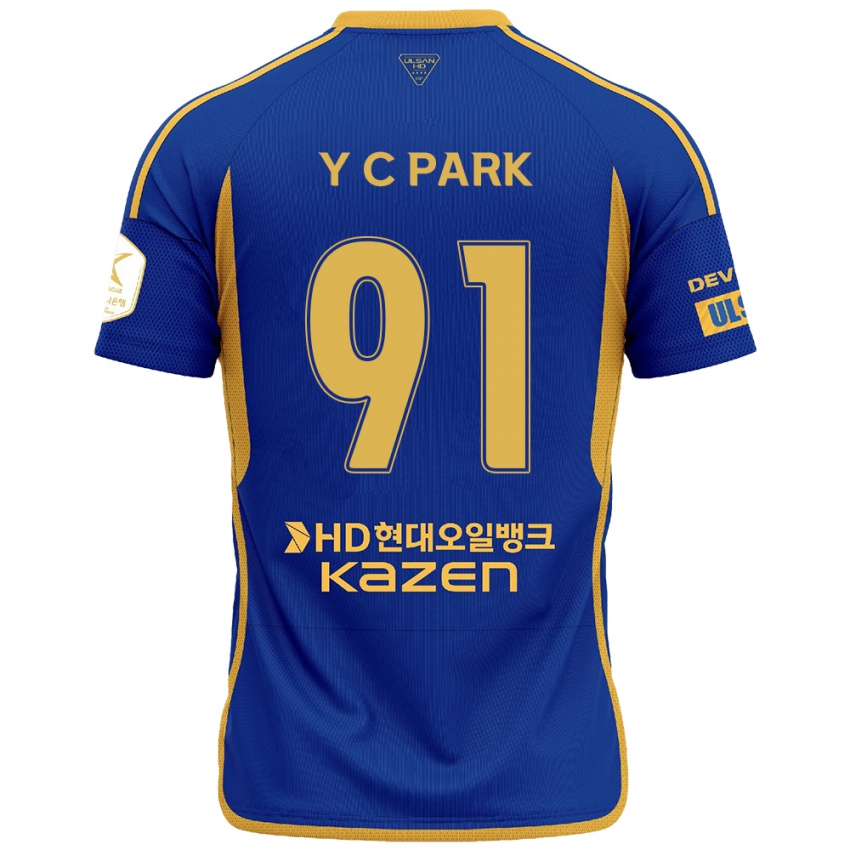 Kinder Chu-Young Park #91 Blau Gelb Heimtrikot Trikot 2024/25 T-Shirt