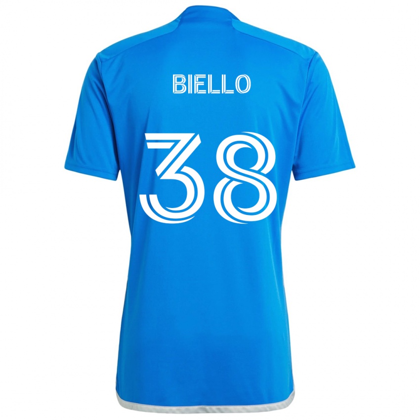 Kinder Alessandro Biello #38 Blau Weiss Heimtrikot Trikot 2024/25 T-Shirt