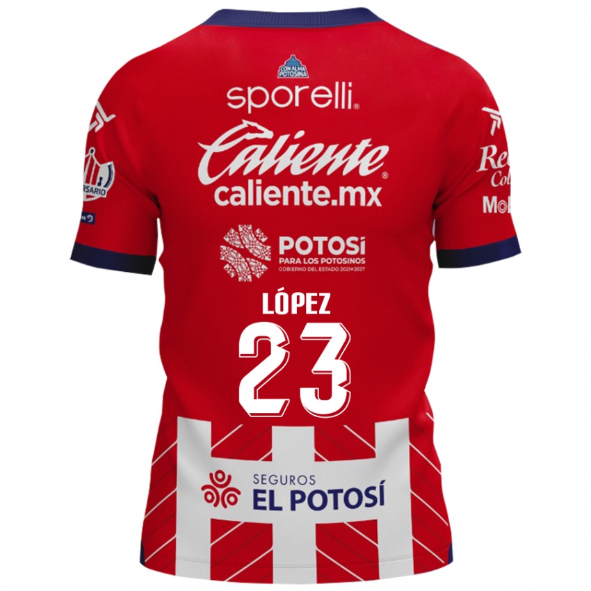 Kinder César López #23 Rot-Weiss Heimtrikot Trikot 2024/25 T-Shirt