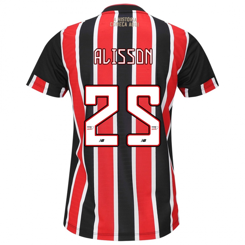 Kinder Alisson #25 Schwarz Rot Weiß Auswärtstrikot Trikot 2024/25 T-Shirt