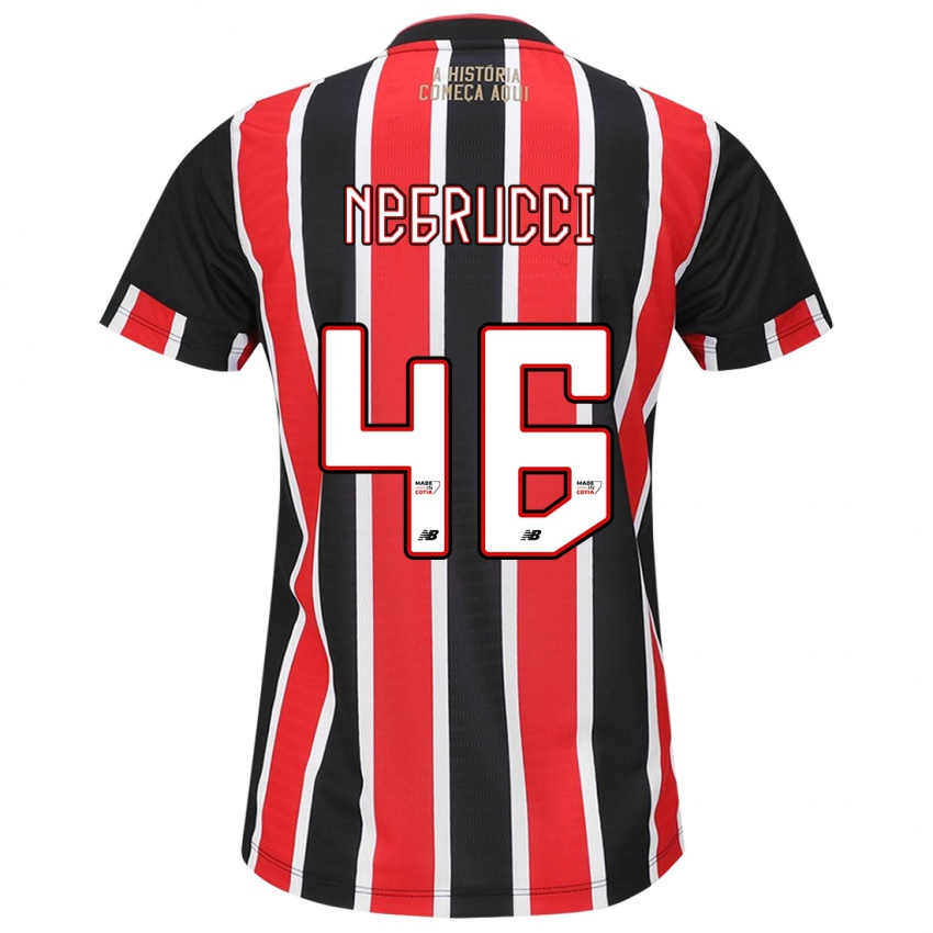 Kinder Felipe Negrucci #46 Schwarz Rot Weiß Auswärtstrikot Trikot 2024/25 T-Shirt