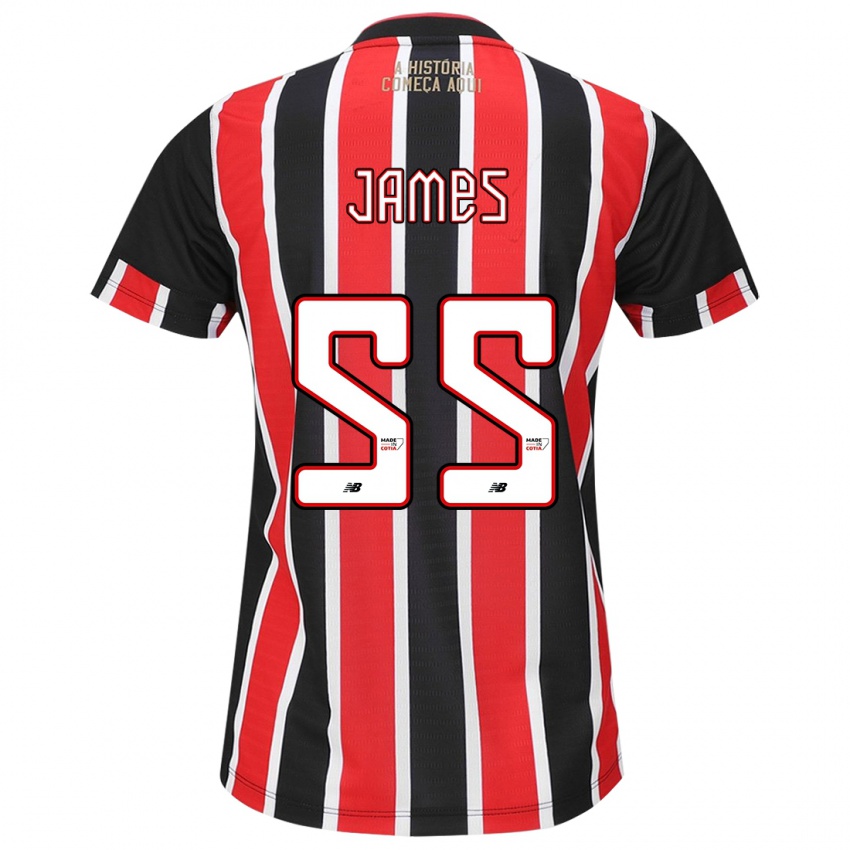 Kinder James Rodríguez #55 Schwarz Rot Weiß Auswärtstrikot Trikot 2024/25 T-Shirt