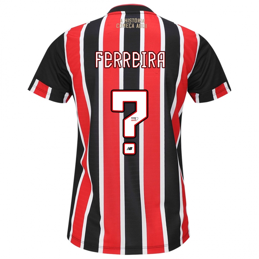 Kinder Lucas Ferreira #0 Schwarz Rot Weiß Auswärtstrikot Trikot 2024/25 T-Shirt