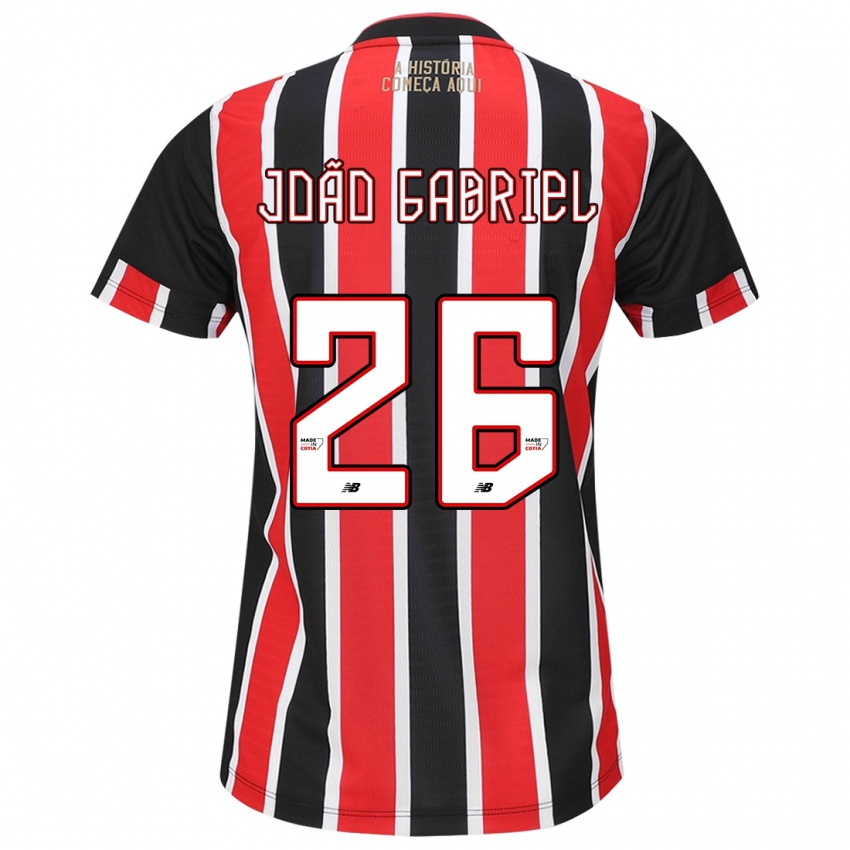 Kinder João Gabriel #26 Schwarz Rot Weiß Auswärtstrikot Trikot 2024/25 T-Shirt