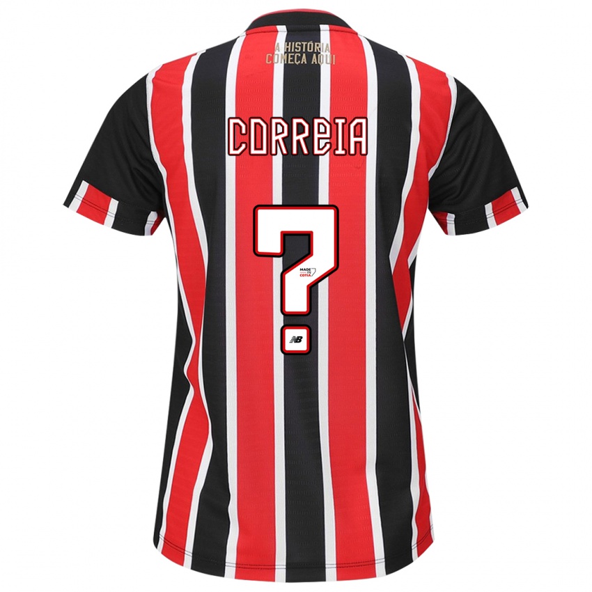 Kinder Arthur Correia #0 Schwarz Rot Weiß Auswärtstrikot Trikot 2024/25 T-Shirt