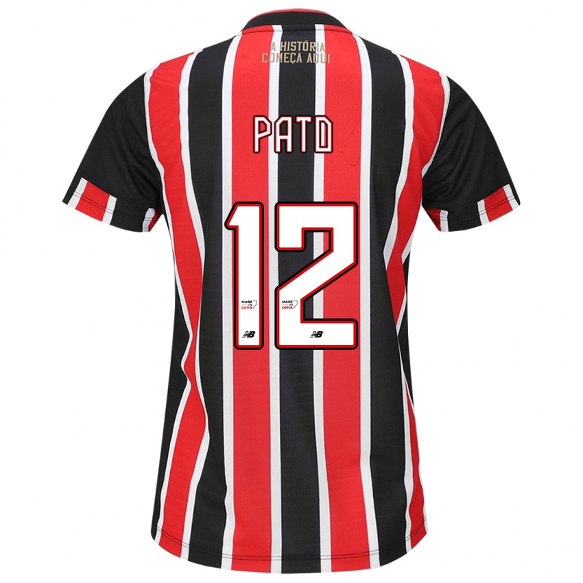 Kinder Alexandre Pato #12 Schwarz Rot Weiß Auswärtstrikot Trikot 2024/25 T-Shirt