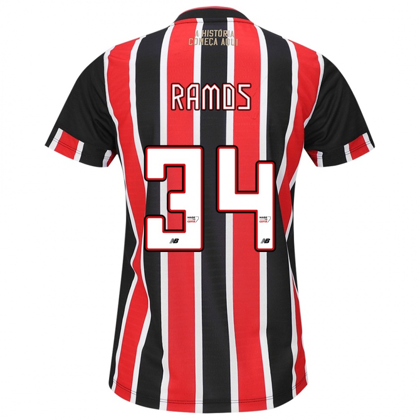 Kinder Raí Ramos #34 Schwarz Rot Weiß Auswärtstrikot Trikot 2024/25 T-Shirt