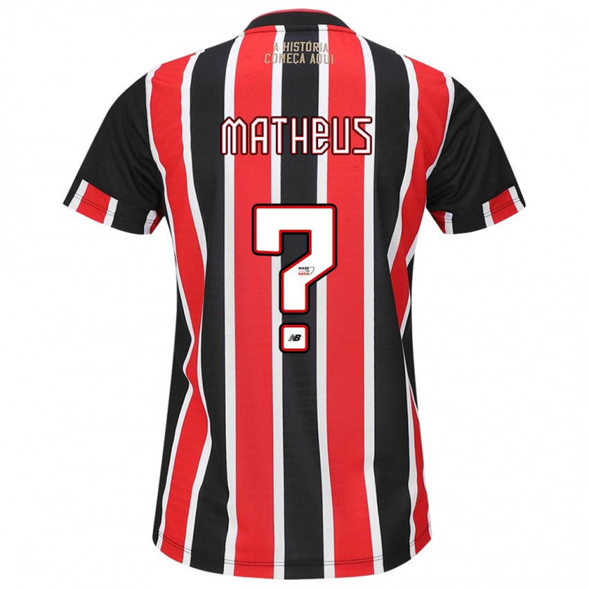 Kinder Guilherme Matheus #0 Schwarz Rot Weiß Auswärtstrikot Trikot 2024/25 T-Shirt