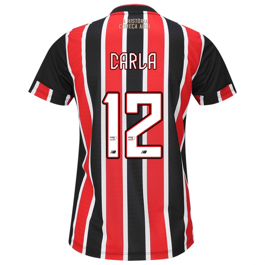 Kinder Carla Maria Da Silva #12 Schwarz Rot Weiß Auswärtstrikot Trikot 2024/25 T-Shirt