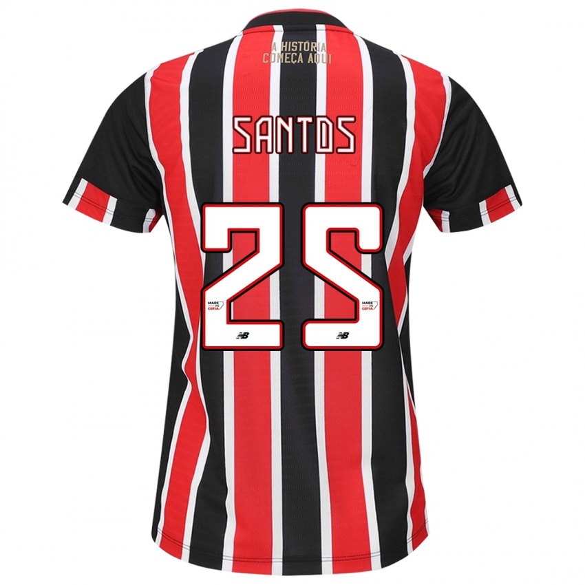 Kinder Mariana Santos #25 Schwarz Rot Weiß Auswärtstrikot Trikot 2024/25 T-Shirt