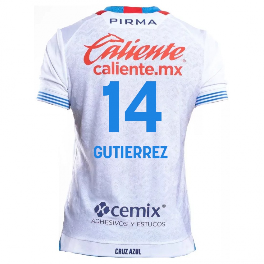 Kinder Alexis Gutierrez #14 Weiß Blau Auswärtstrikot Trikot 2024/25 T-Shirt