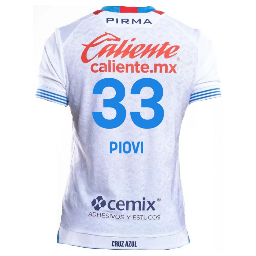 Kinder Gonzalo Piovi #33 Weiß Blau Auswärtstrikot Trikot 2024/25 T-Shirt